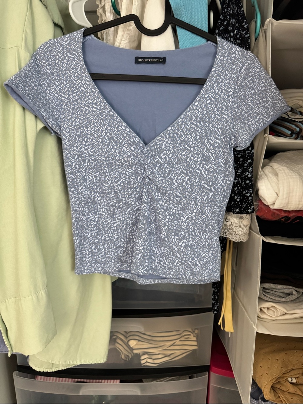 Brandy Melville- Light Blue Floral Tee